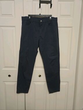 Greyson Mens Amagansett 5 Pocket Cotton Golf Stretch Blue Pants Size 36X32